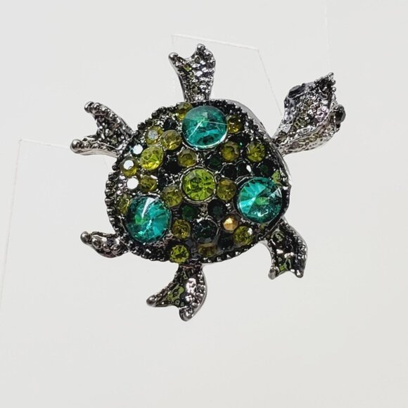 Green Crystal Turtle Brooch (92710) - Picture 1 of 2